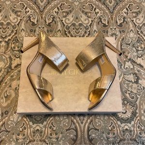 Mint Jimmy Choo Hira 85 Light Gold High Heel Sz 39 US 9 Worn 1x